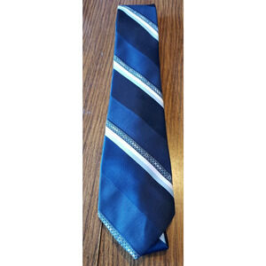 Mens Blue And White Striped Vintage 3 Inch Necktie Tie